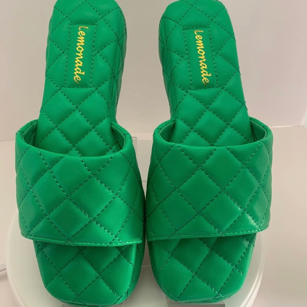 Green Quilted Slides